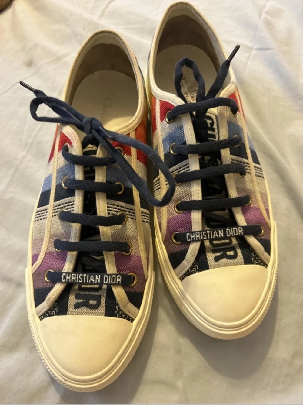 Christian Dior Canvas Rainbow Walk'N'Dior Sneakers 40 Multicolor Gucci Ladies - Picture 2 of 11